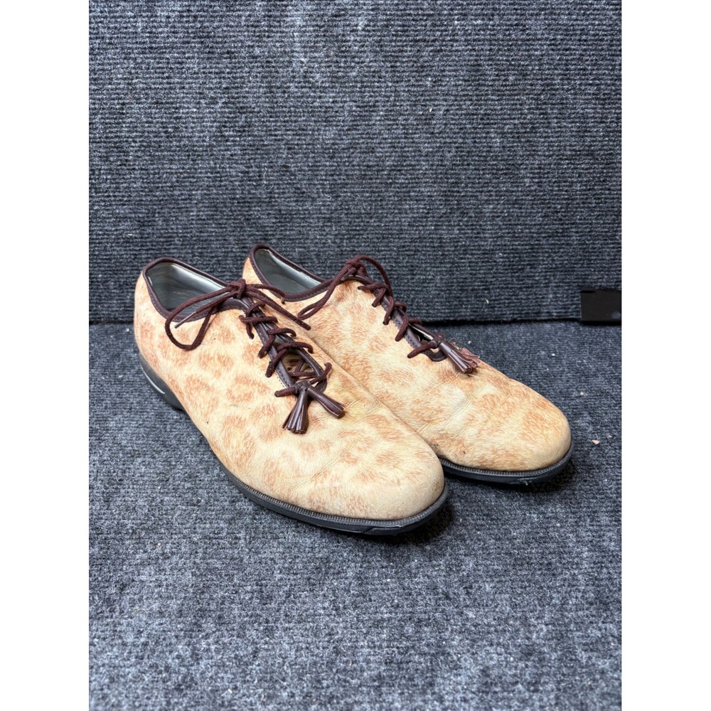 FootJoy Tailored Collection 91653 Leopard Calf Hair Tassel Golf Shoes Womens 10M